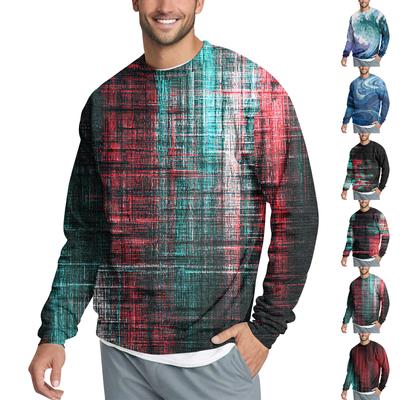 Men's Casual Fashion Printed Round Neck Pullover Sweatshirt
