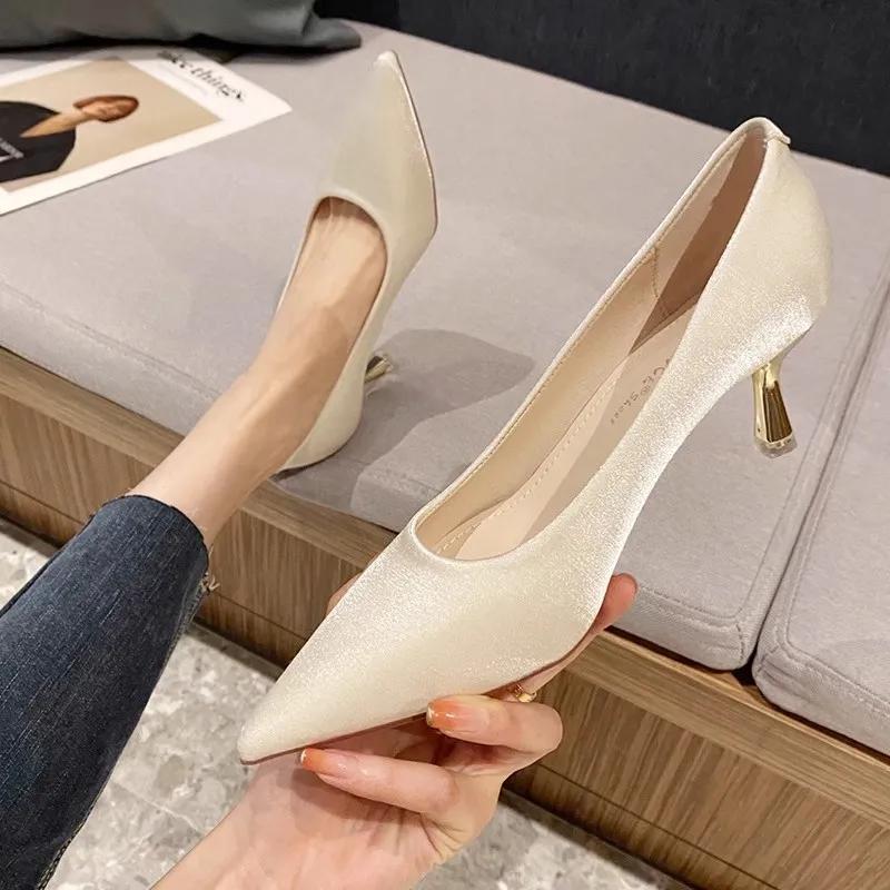 Zapatos De Mujer Bridal Sexy Party Night Club Silver Wedding Stiletto Heels Lady Cute Golden High Heel Shoes A9423
