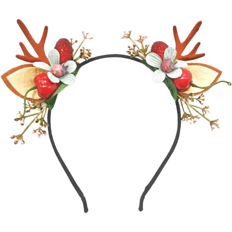 Forest Girl Christmas Antler & Berry Headband - Festive Elk Headdress for Performances