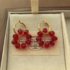 Rote Kristall Strass Fransenohrringe Ohrringe Elegant Leichter Luxus Exquisit Festliche Atmosphäre Überohrringe