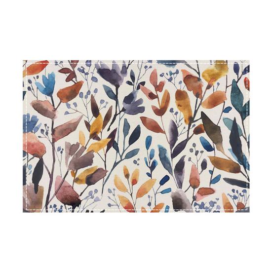 4Pcs Floral Linen Placemats 30x45cm Washable Reusable Heat-Resistant Table Mats with Plant Flower