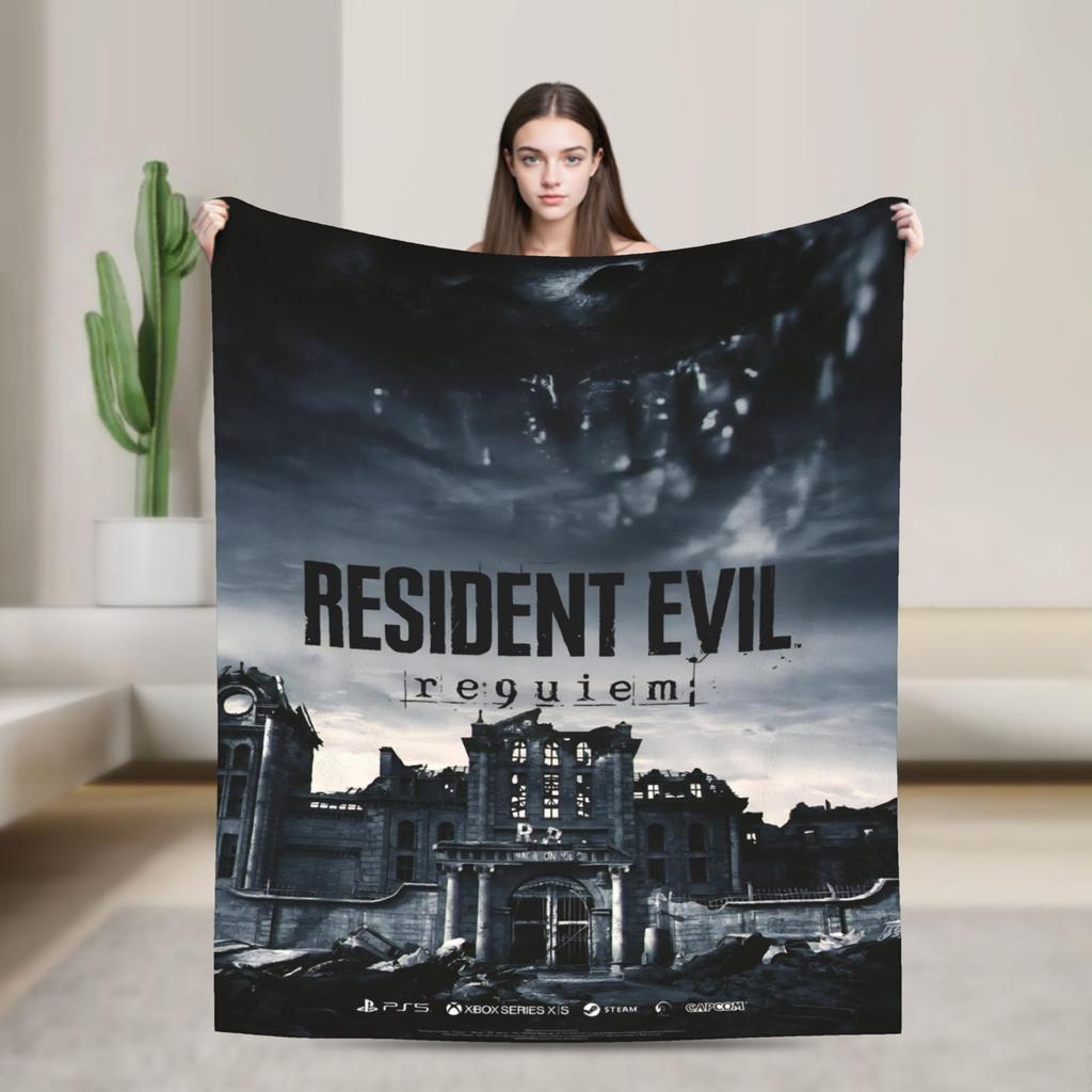 Leon Kennedy Blankets Resident Video Game Eviled Flannel Vintage Soft Throw Blanket for Home Spring/Autumn