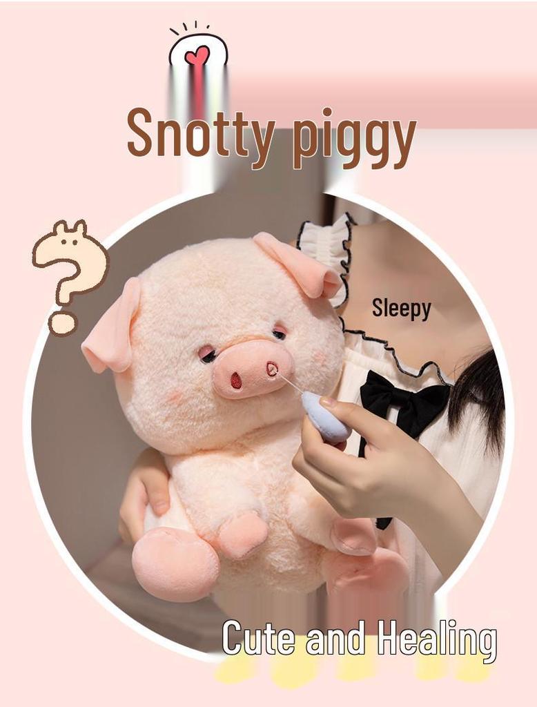 Snotty Pig Doll: Plush Pull-Out Piggy Toy - A Fun, Amusing Gift for Kids & Girls
