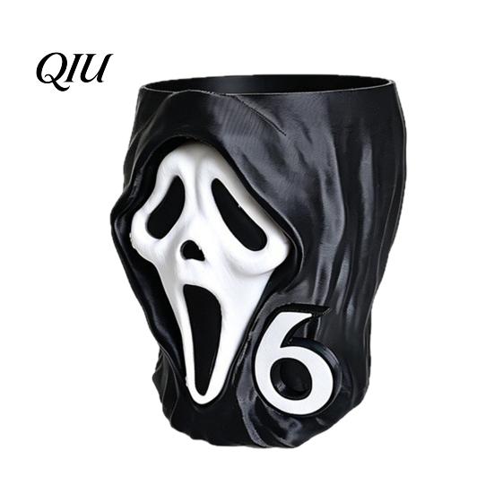 Screaming Skull Ornament 3D Printed Halloween Popcorn Bucket, Decorative Box Table Fun Tabletop Decor Ornament, Creative Container for Living