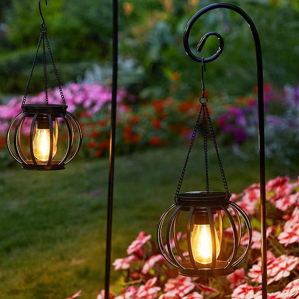 Solar Lantern 2 Piece Waterproof Lamp Decoration With Hook And Chain Solar Lantern Outdoor For Balcony Backyard Patio Driveway