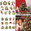 Green Wooden Christmas Tree Ornaments Set For Festive Home And Office Decor