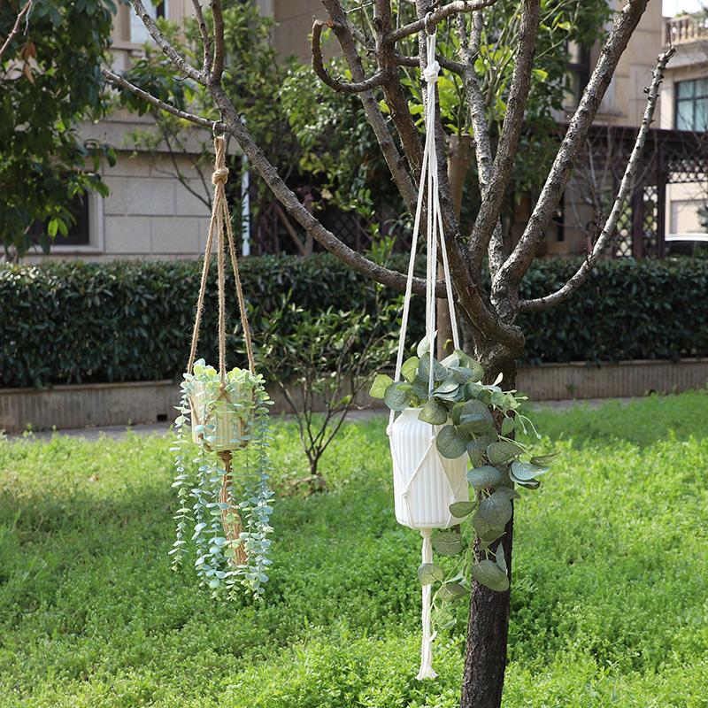 Hanging Plant Cotton Hemp Rope Basket Handmade Macrame Flower Pot Plant Hanger Home Garden Indoor Outdoor Decoration Supplies