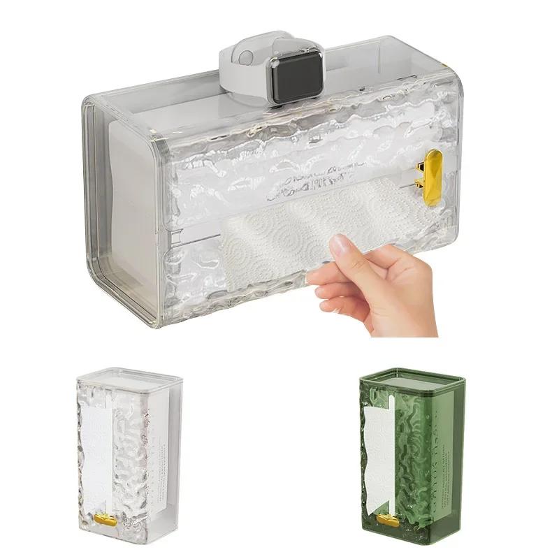 Taschentuchbox Transparent Rechteckig Taschentuch Aufbewahrungsbox Badezimmer Wandmontiert Toilettenpapier Etui Schreibtisch Serviettenbox