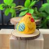 Fairy Tale Style Decoration Hand-Carved Wooden Rooster Figurine Farmhouse Chicken Sculptures Rustic Animal Statue Hand-painted Wood for Home