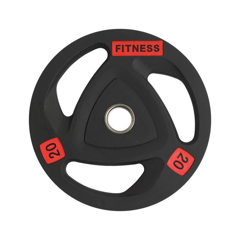 Colored PU Barbell Plates with Rubber Coating and Hand Grips for Weightlifting and Competition