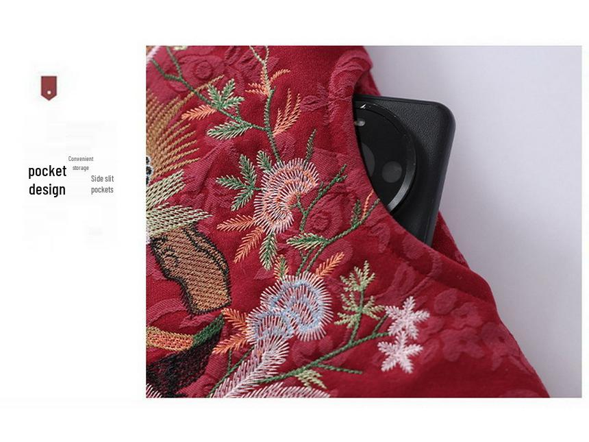 Grandma's Retro Embroidered Cotton Tang Suit Jacket for Elderly Women with Velvet Lining and Frog Buttons
