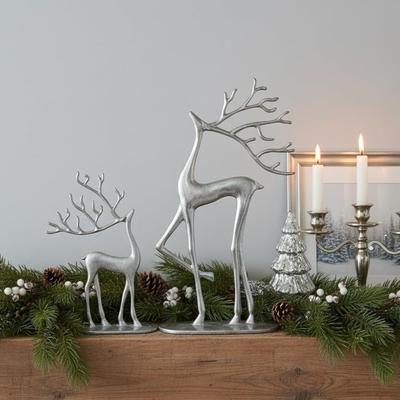 1/2Pcs Christmas Reindeer Minimalist Elk Silhouette Figurine Statue with Scarf Deer Sculpture Home Office Desktop