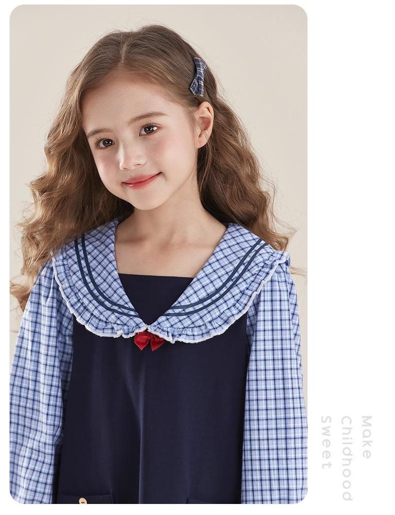 Girls' Striped Sailor Collar Dress with Skirt - Spring 2026 Collection
