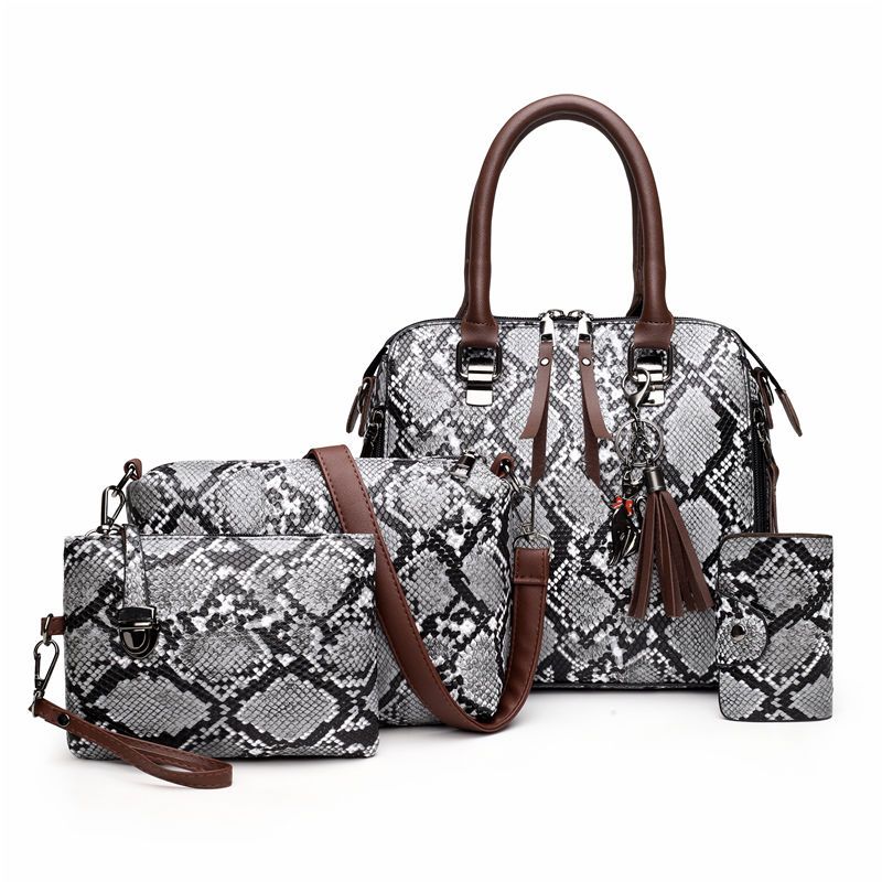 4 In 1 Retro Fashion Handbags Set For Women, Large-capacity Tote Shoulder Bag With Keychain Decor