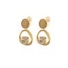 Earless Hoop Earrings Cat Eye Stone Metal Geometric Fashionable for Women  Mosquito  Ear Clips