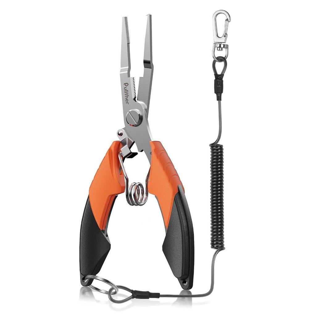 Pullther Fishing Pliers Tools Multifunctional Gear Non-slip Hook Remover Cuts PE Line Lightweight Lanyard
