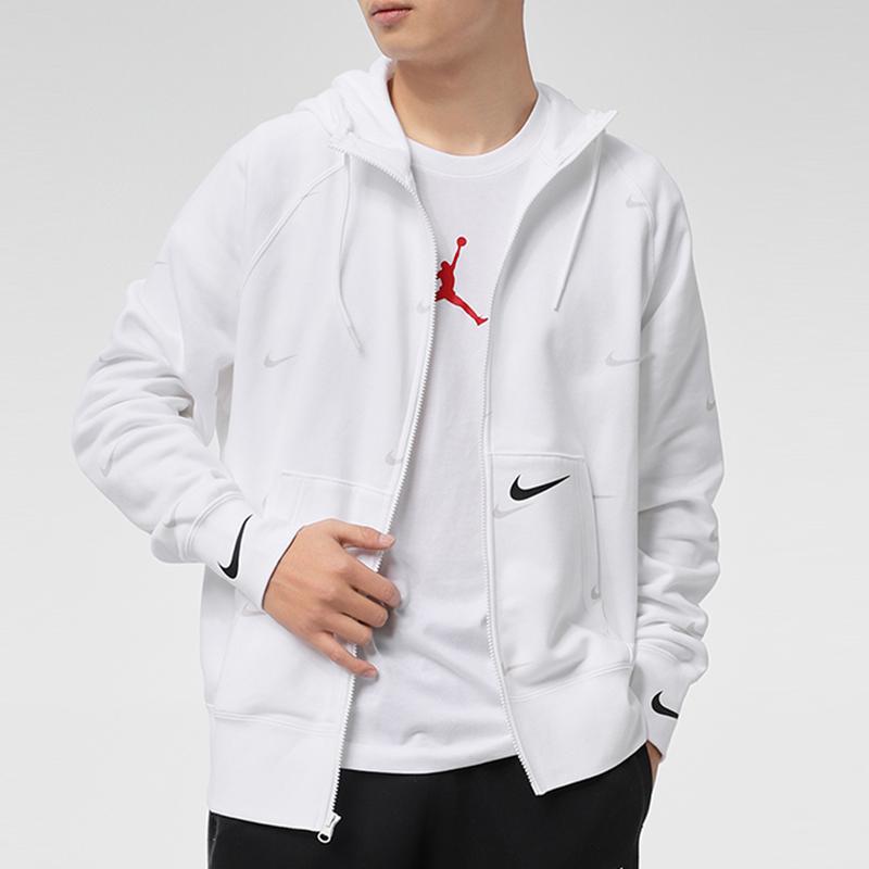 Nike Sportswear Swoosh Fleece-Lined Training Windbreaker Jacket Men Outerwear White DA0083-100