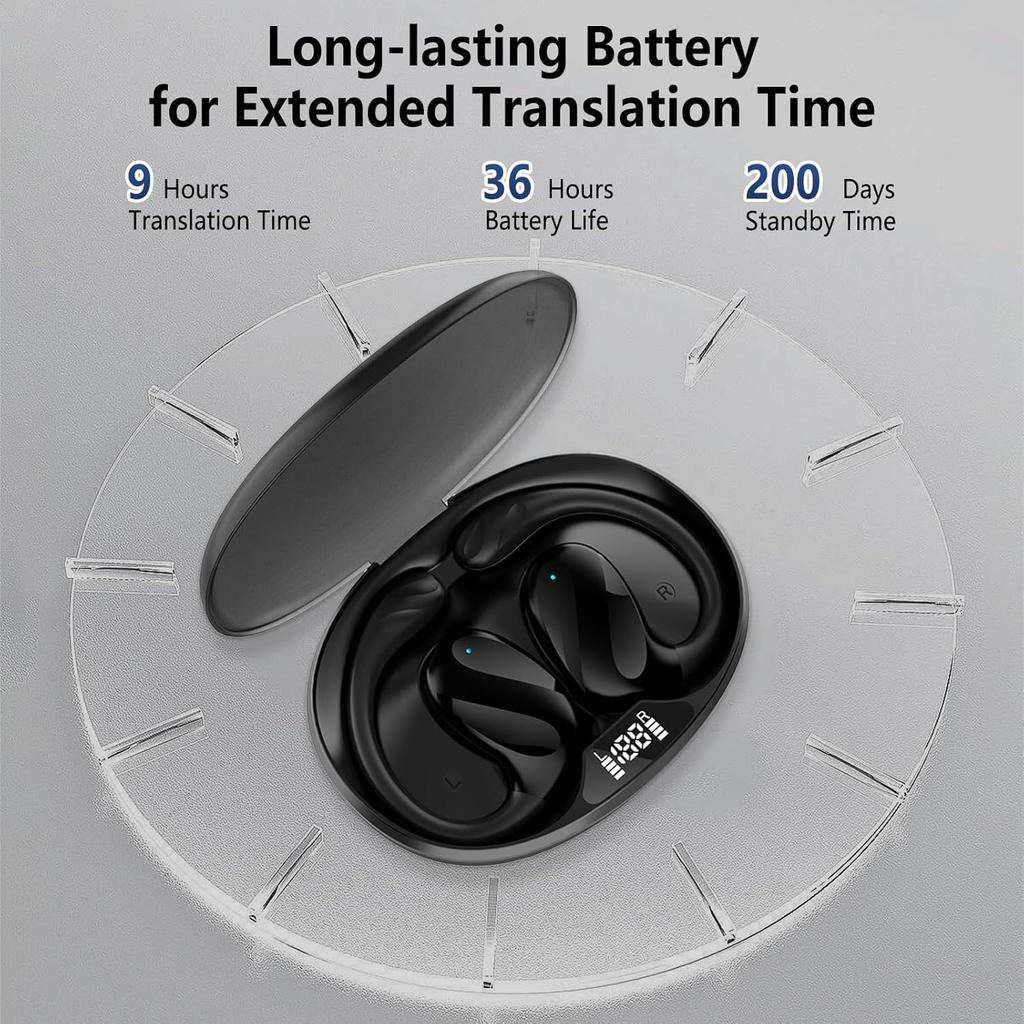 Translator Earbuds Real Time, Two-Way Language Translator Earbuds with Charging Base Support 144 Languages & 8 Offline Translation, Instant