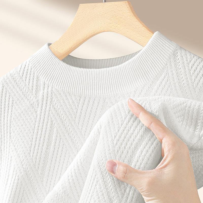 Men's Lyocell Wool Crew Neck Sweater - Warm, Light, Mature Style Knitwear