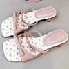 Fashion Fashion Square Toe Bow Women High Heeled Sandals Elegant Wedges Non-slip Women Sandals Summer Comfort Open Toe Slide Sandals