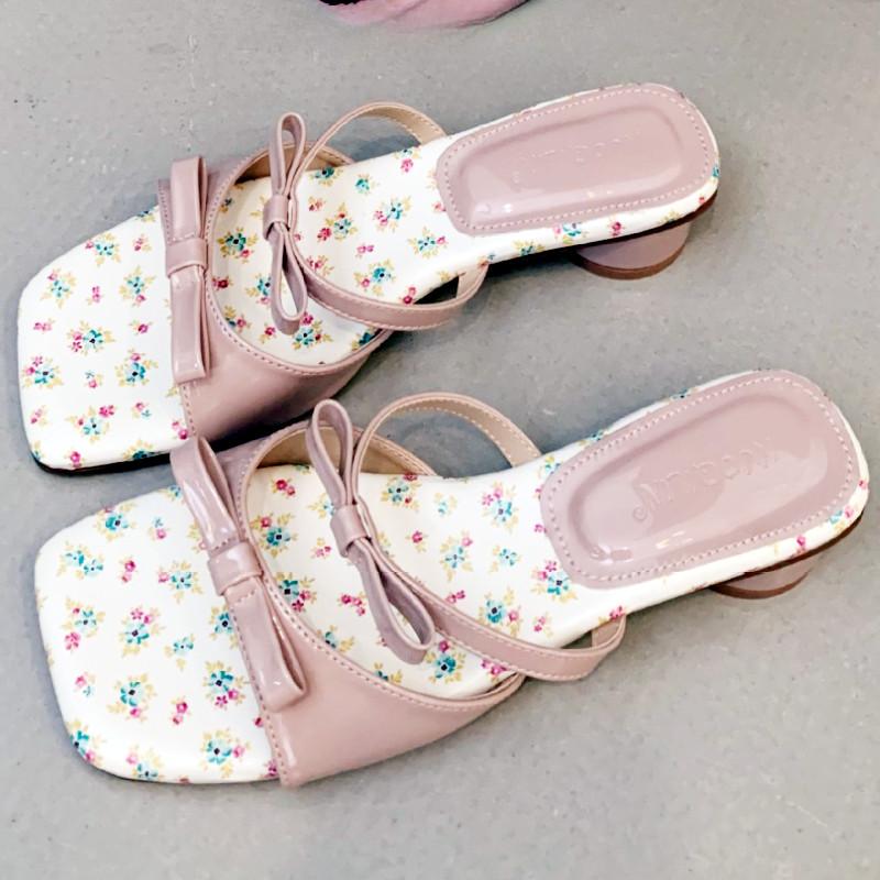 Fashion Fashion Square Toe Bow Women High Heeled Sandals Elegant Wedges Non-slip Women Sandals Summer Comfort Open Toe Slide Sandals