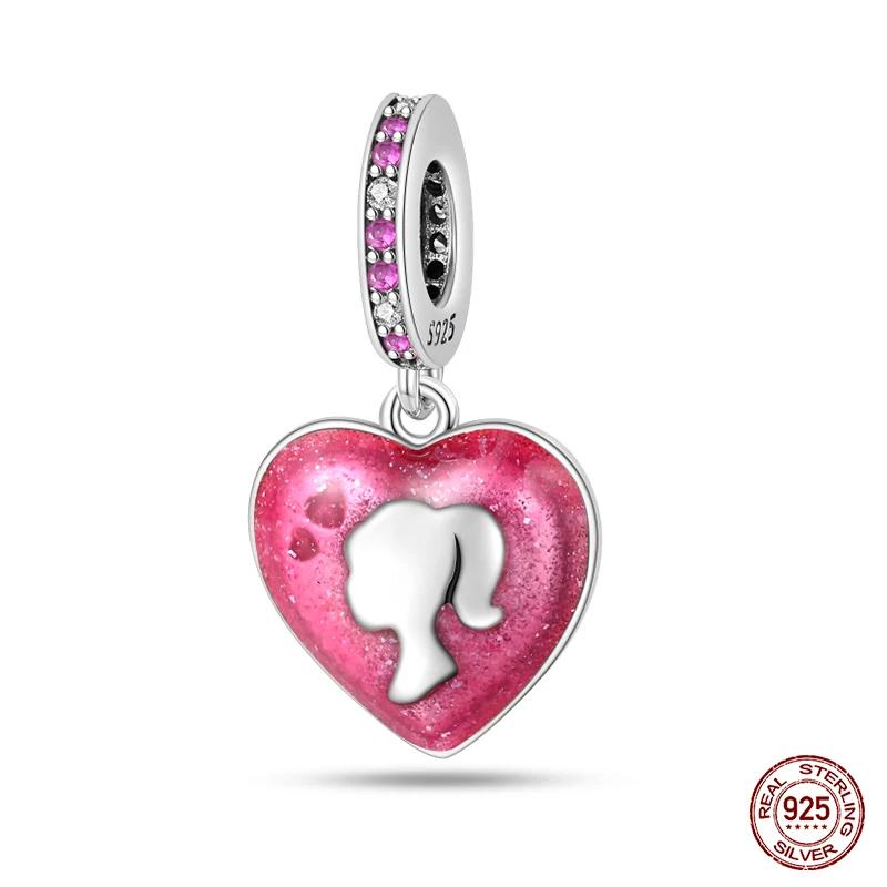 100% Copper Charms Beads Fit Brand Original Bracelet Fashion Pink Princess Skirt Bag Lipstick Charms Diy Jewelry