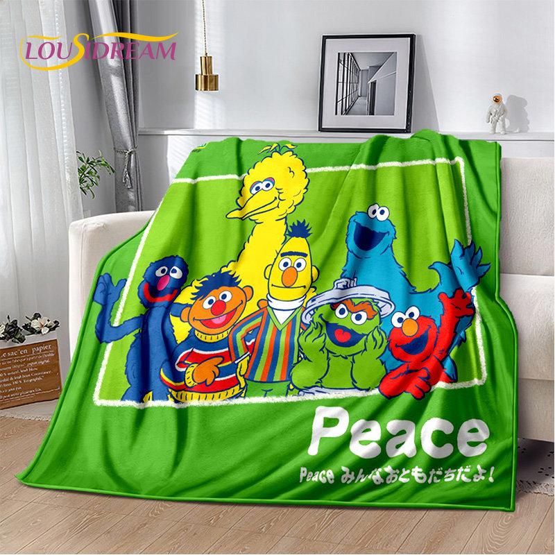 TV Sesame Street Cute Cartoon Soft Plush Blanket,Flannel Blanket Throw Blanket for Living Room Bedroom Bed Sofa Picnic Cover Kid