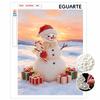 DIY Framed Pearl Painting Kit Cute Snowman with Gift Boxes Sparkling Bead Canvas Art for Christmas Bedroom Living Room Home Wall Decor