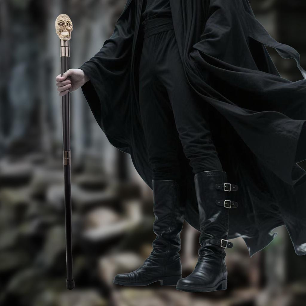 Yellow Resin Skull Head Walking Cane Fashion Decorative Steel Stick Gentleman Elegant Cosplay Cane Knob Crosier 92cm