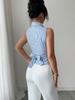 Striped Sleeveless Blouse Summer Tie-Up Waist Defining Vest Shirt  Overseas Women's Clothing