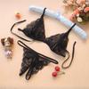 Alluring Lace Lingerie Set: Sheer Open-Crotch Panties & Exposed Breast Bra