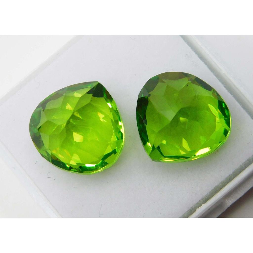 NATURAL Peridot Green 18.60 Ct Pear Shape Pair Gemstones