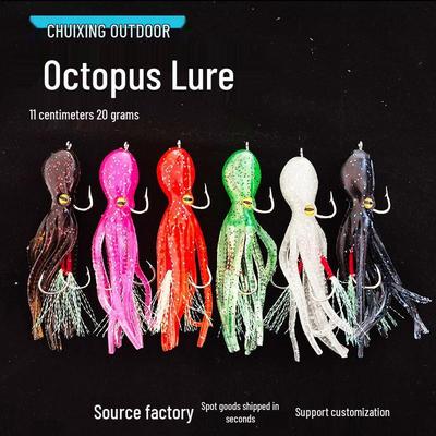 Oktopus Haken Weicher Köder: 21g/11cm Doppelhakenköder für Tiefsee- und Bootsangeln