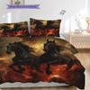 Set Copripiumino Trapuntato con Motivo a Cavalli Federa Decorazione per la Casa Regalo di Compleanno (1 * copripiumino + 2 * federa, senza nucleo)