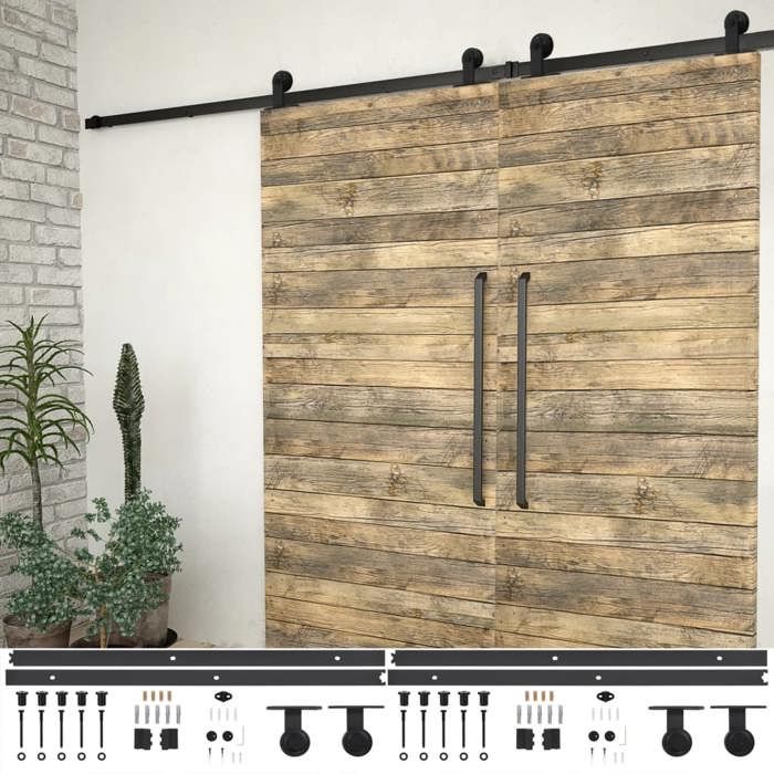 VidaXL 2x Kits de Fixation pour Porte Coulissante Système de Porte Coulissante Cuisine Bureau Grange Intérieur Maison 200 cm 3059843