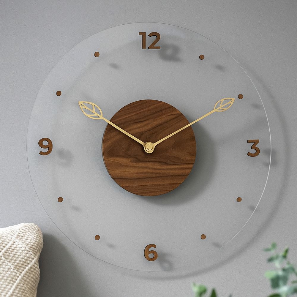 Transparent Digital Wall Watch Solid Wood Scale Clock Durable Hanging Clock  Office