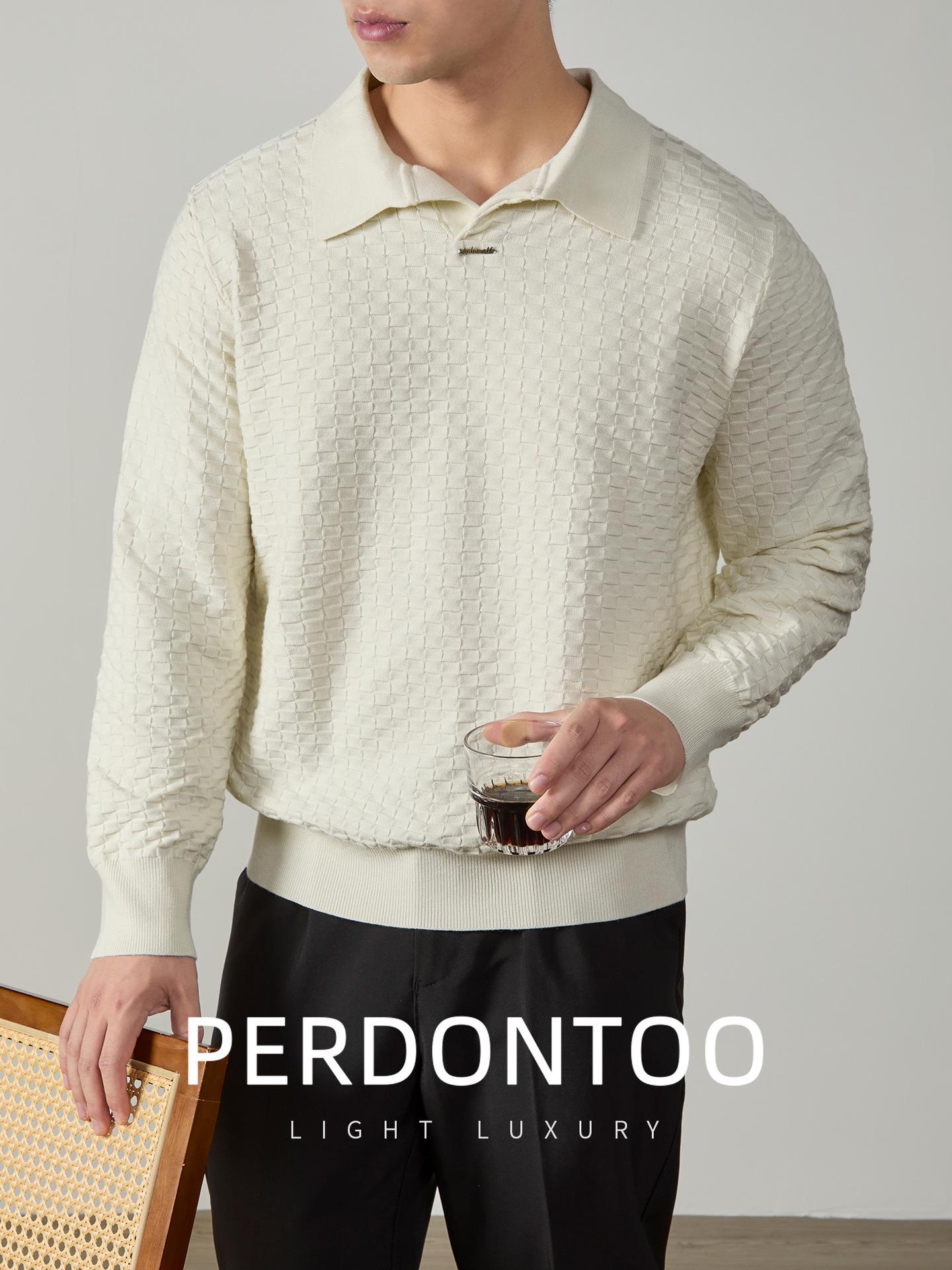 Yapi Gentleman Seagull Collar Jacquard Knit Sweater - Men s Winter Fashion Business Casual XL