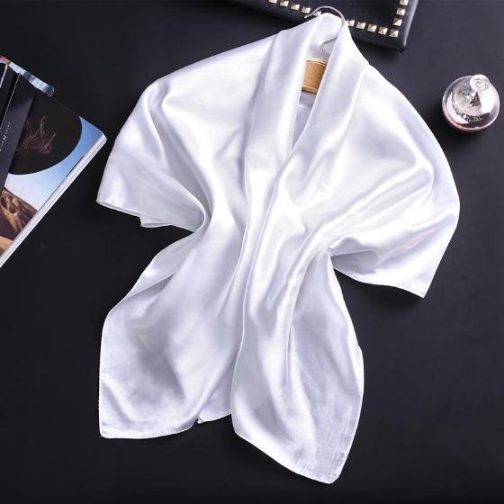 90cm Solid Colors Neckerchief Hijab Scarf For Women Soft Satin Headband Hair Scarves Female Square Shawls Head Scarfs For Ladies