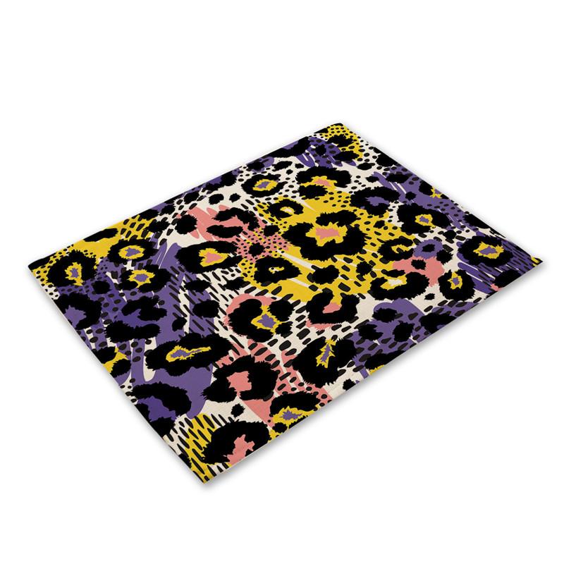 Anti-scalding Table Mats Leopard Print Linen Placemats For Kitchen Table Cup Coasters Placemat For Dining Table