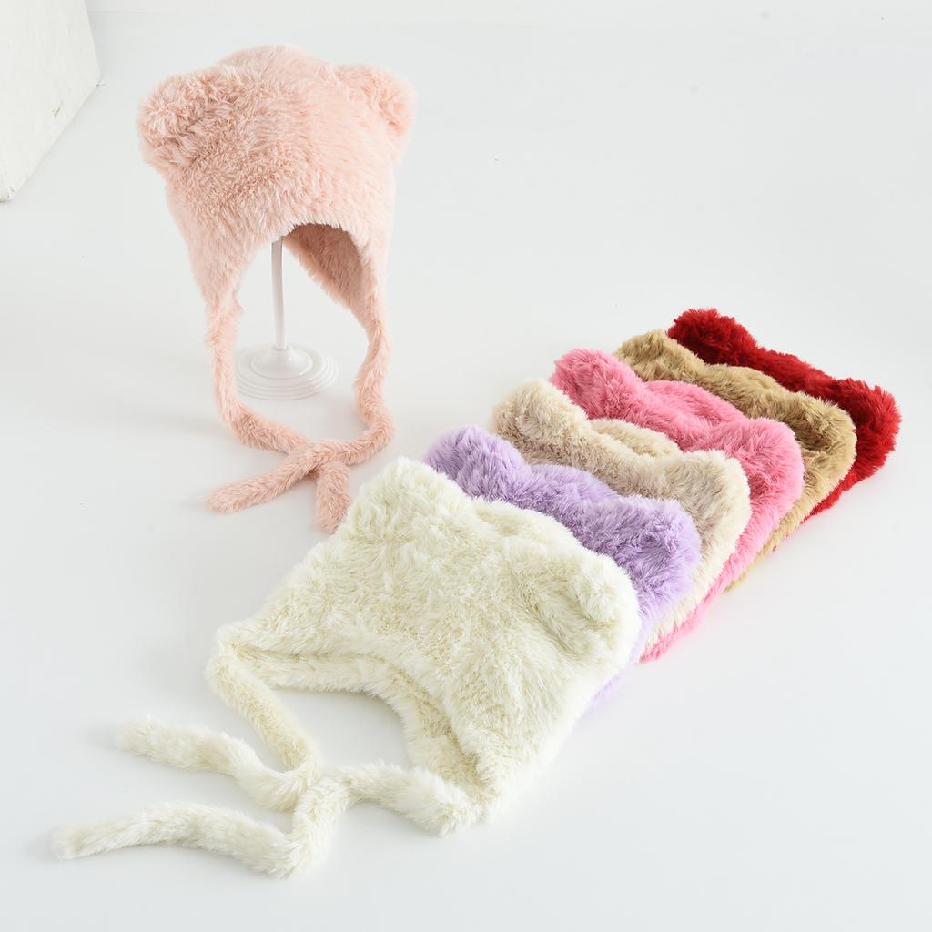 Winter Children's Hat Plush Hat Ear Protection Knitted Hat Cute Bear Head Cold Resistant Ear Protection Hat