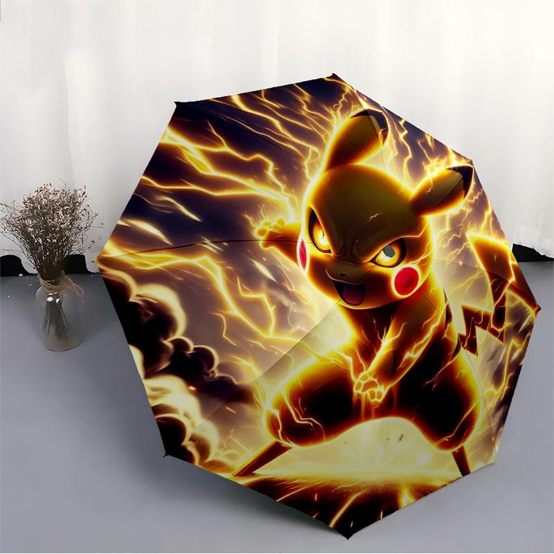 1pc Pikachu Automatic Folding Umbrella - 8-Rib Durable Iron Frame, Compact Portable for Daily Travel, Men & Women yy251125232