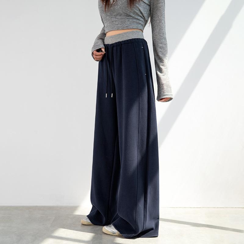 Women's High Waist Wide Leg Pants Loose Fit Sweatpants Drape Commuter Style Banana Trousers Spring Casual Bottoms
