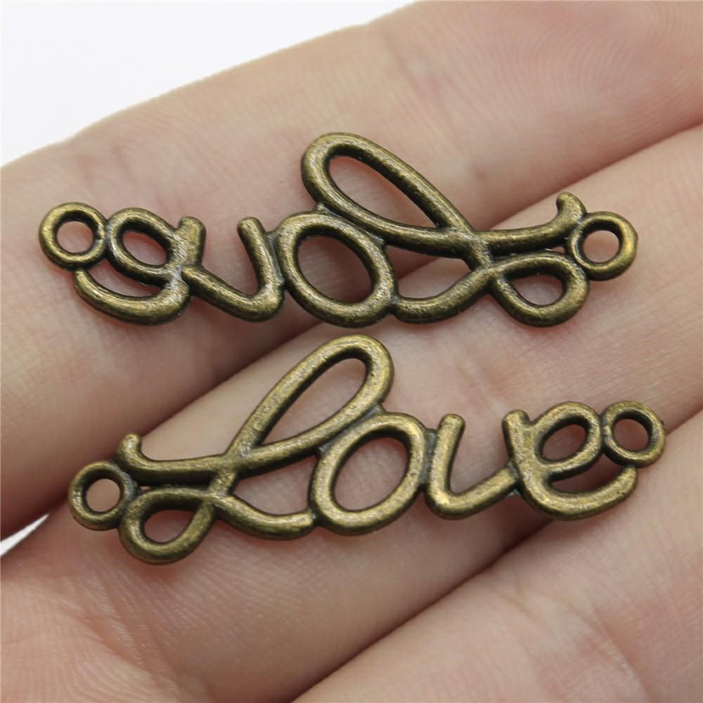 20 stuks Woord Connector Bedels Voor Sieraden Maken Antiek Brons Zilverkleurige Hangers DIY Ambachten Maken Onderdelen Tibetaanse Sieraden