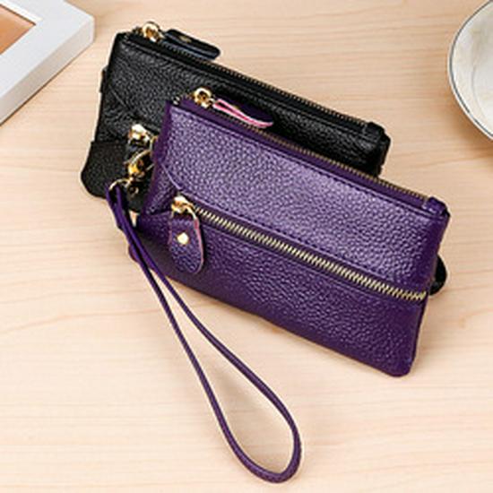 Korean Style Genuine Leather Multi-Functional Women's Wristlet Clutch Wallet