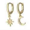 2 Paires Boucles d'Oreilles Créoles Petites Câlins en Acier Inoxydable Pour Femmes Petit Pendentif Cristal Zirconium Boucles d'Oreilles Cartilage Bijoux Piercing