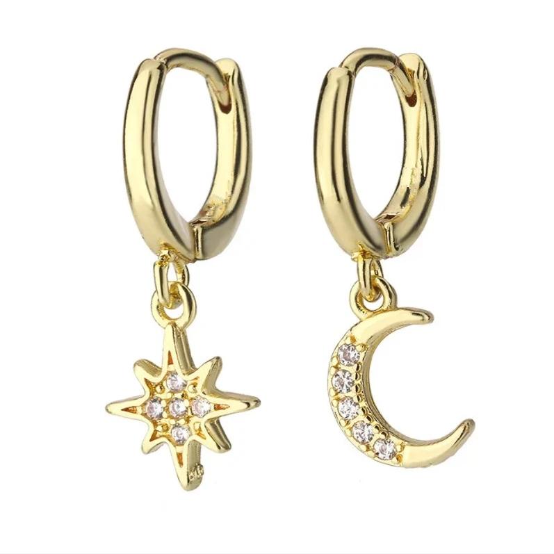 2 Paires Boucles d'Oreilles Créoles Petites Câlins en Acier Inoxydable Pour Femmes Petit Pendentif Cristal Zirconium Boucles d'Oreilles Cartilage Bijoux Piercing