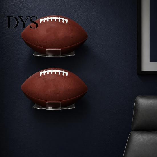 Wall Mounted Sports Display 2 Pcs Acrylic Ball Holder, Mount Clear Basketball Football Rack, Rugby Accessory Storage Rack Heavy-Duty Hanger,