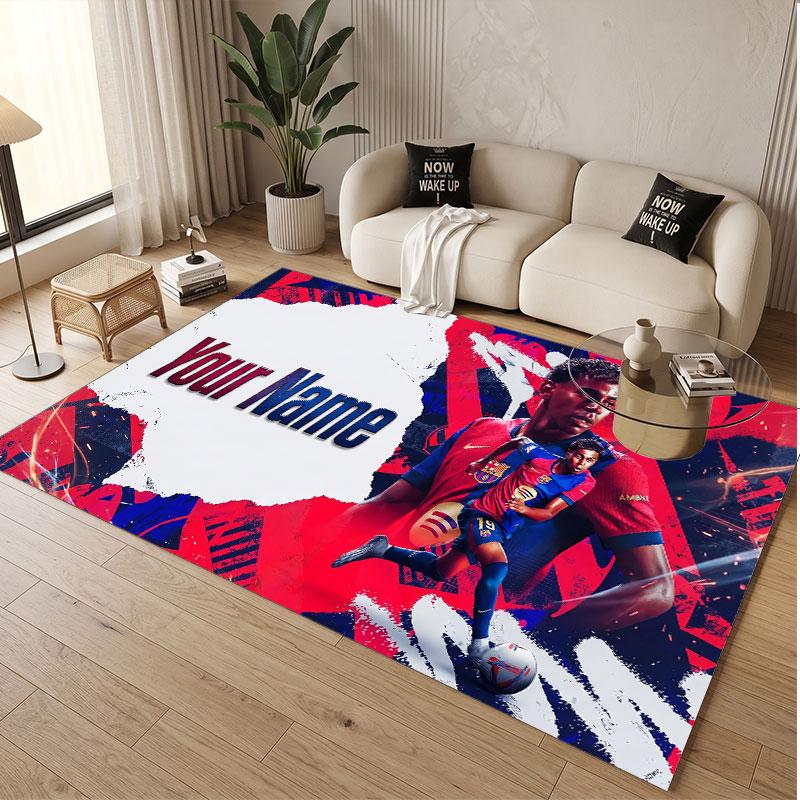 Custom Rug Lamine Yamal Pattern Print Name Text Soft Non‑Slip Floor Carpet for Home Indoor Decoration