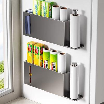 Porta Rotolo di Carta Scaffale Portaoggetti da Frigo Forte Portata Facile da Installare Multiuso