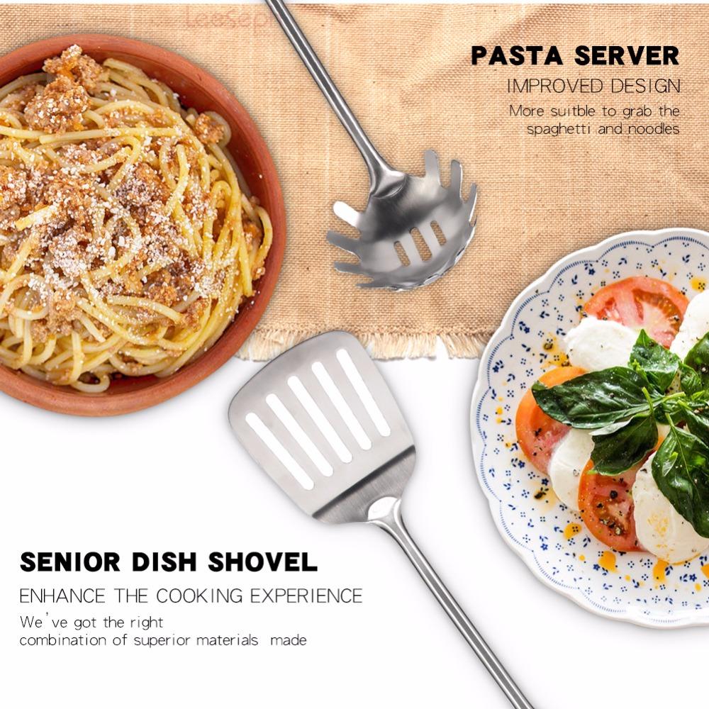 Kuchařské náčiní, Sada kuchyňského náčiní z nerezové oceli 304, Rukojeť z růžového dřeva proti opaření, Nejlepší kuchyňské nářadí od Leeseph